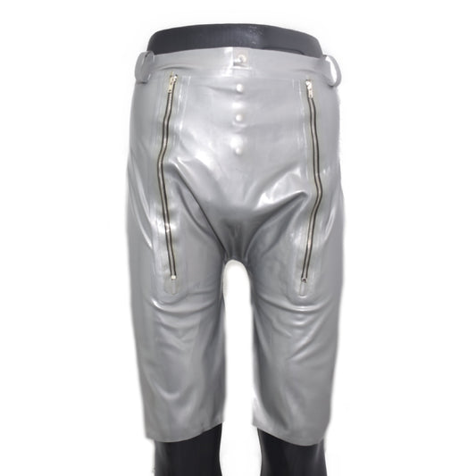 Latex Shorts mit Doppel-Reißverschluss/Innenbeutel Druckknöpfe