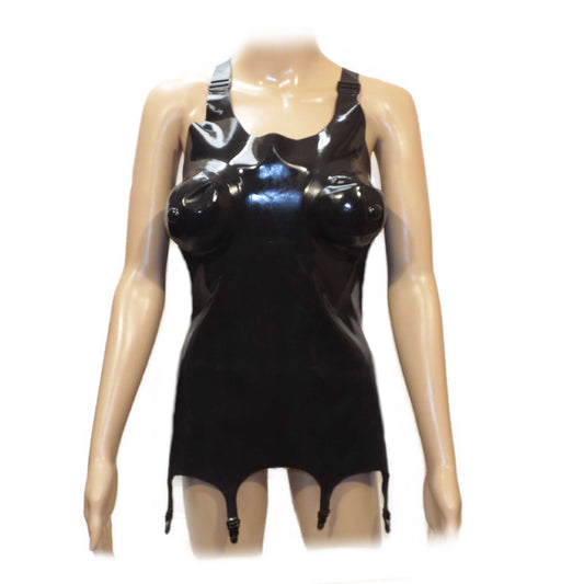 Latex Female Strapskleid Schwarz extra heiß - 0,3 mm st