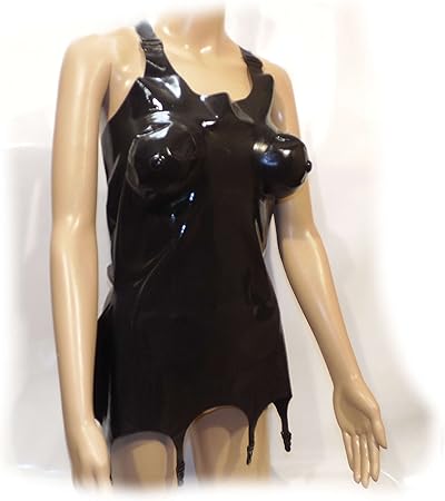 Latex Female Strapskleid Schwarz extra heiß - 0,3 mm st