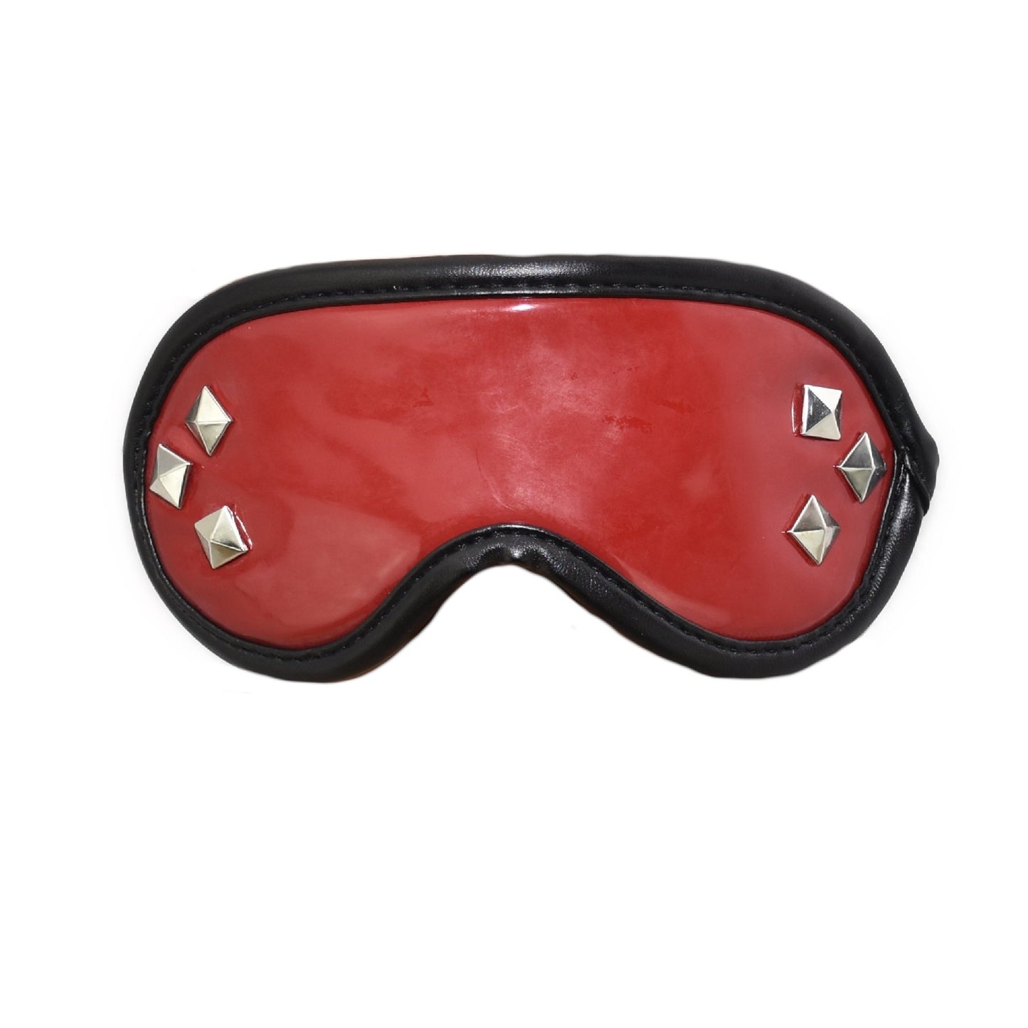Augenmaske Lackleder mit Nieten in rot
