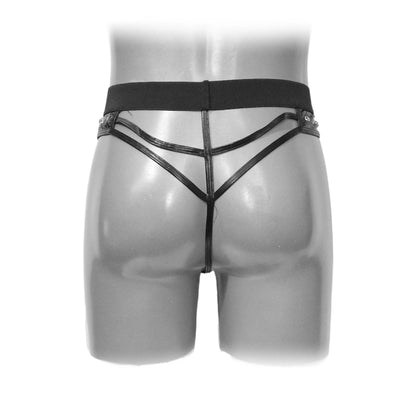 Black Panty For Man with leather strips