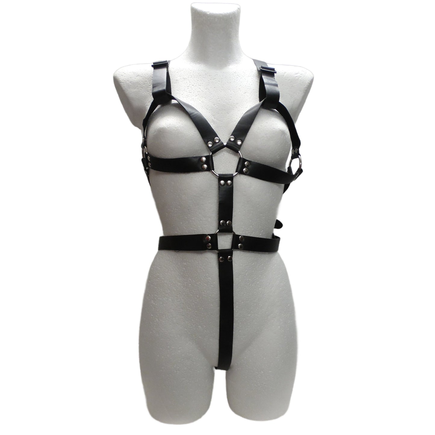 Leather Body Bondage Straps with Bra