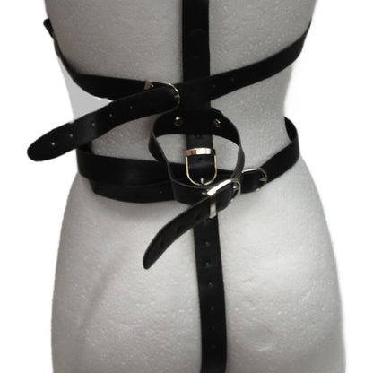 Leather Body Bondage Straps with Bra