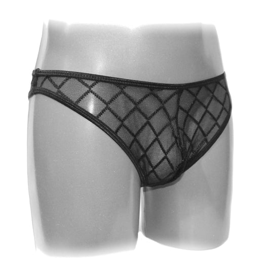 Black Panty For Man mit transparentem Netz
