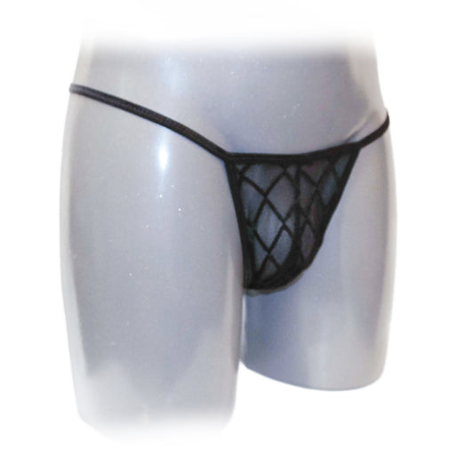 Black Mini Panty For Man mit transparentem Netz