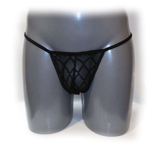 Black Mini Panty For Man mit transparentem Netz