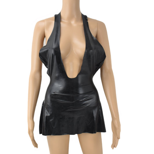 Latex Female Kleid Schwarz Rücken frei - 0,3 mm Latex