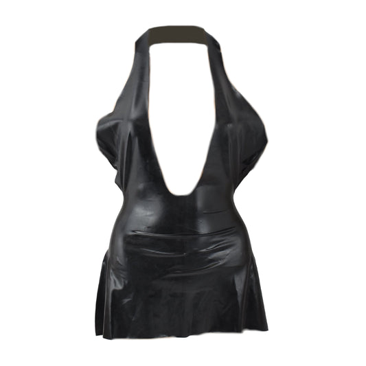 Latex Female Kleid Schwarz Rücken frei - 0,3 mm Latex