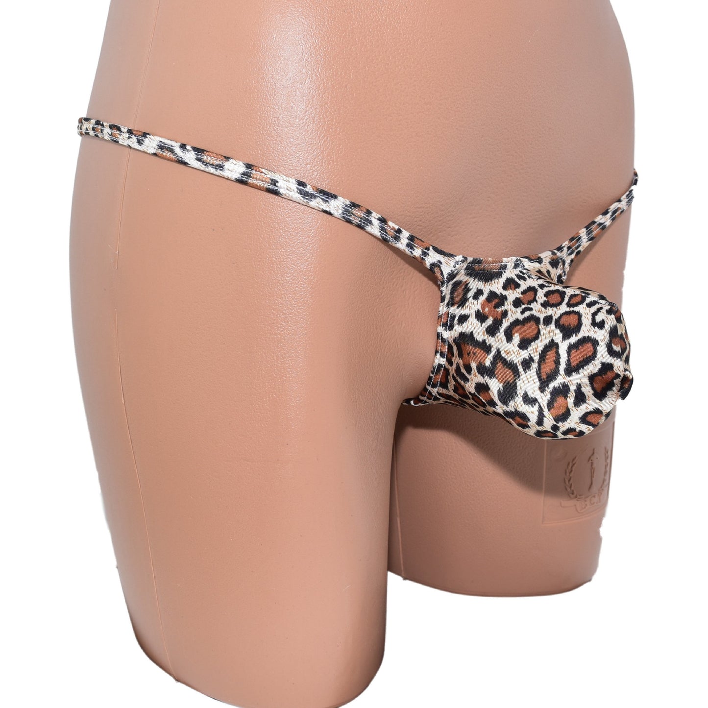 Mens thong bulge pouch Leopard Print