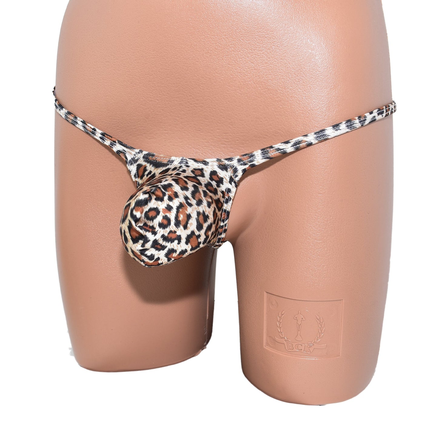 Mens thong bulge pouch Leopard Print
