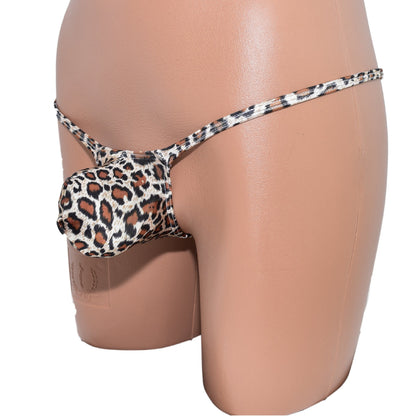 Mens thong bulge pouch Leopard Print