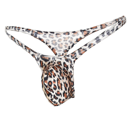 Mens thong bulge pouch Leopard Print
