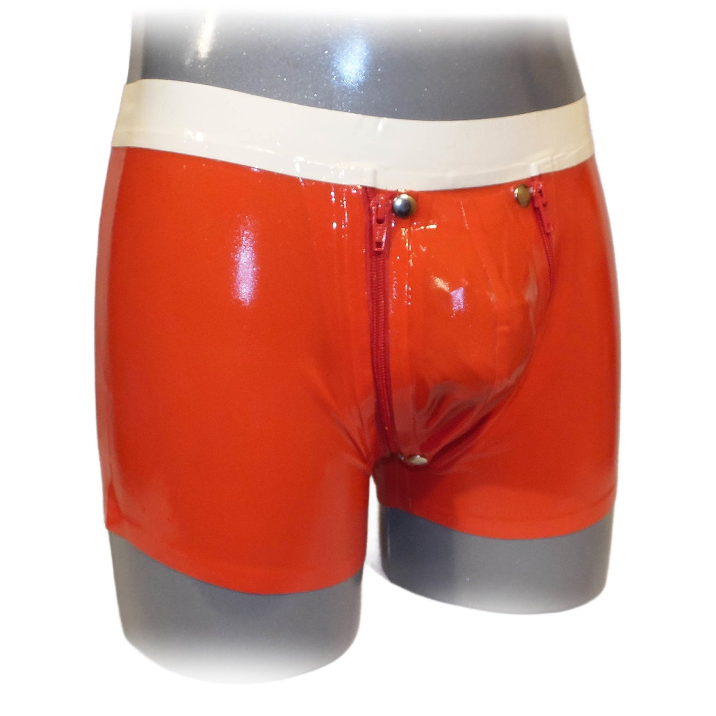 Latex Shorts mit Doppel-Reißverschluss/Innenbeutel  Rot
