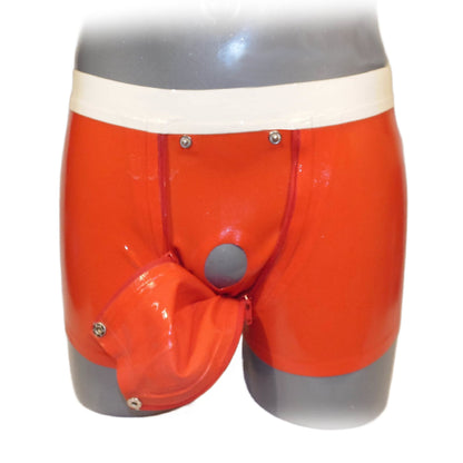 Latex Shorts mit Doppel-Reißverschluss/Innenbeutel  Rot