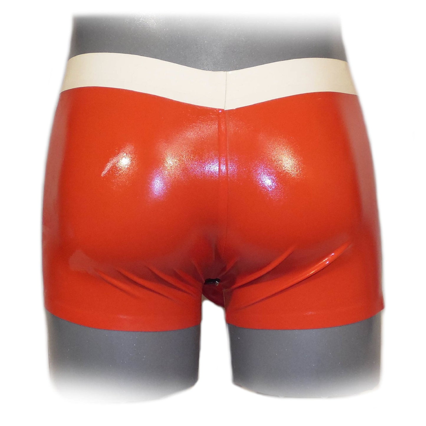 Latex Shorts mit Doppel-Reißverschluss/Innenbeutel  Rot