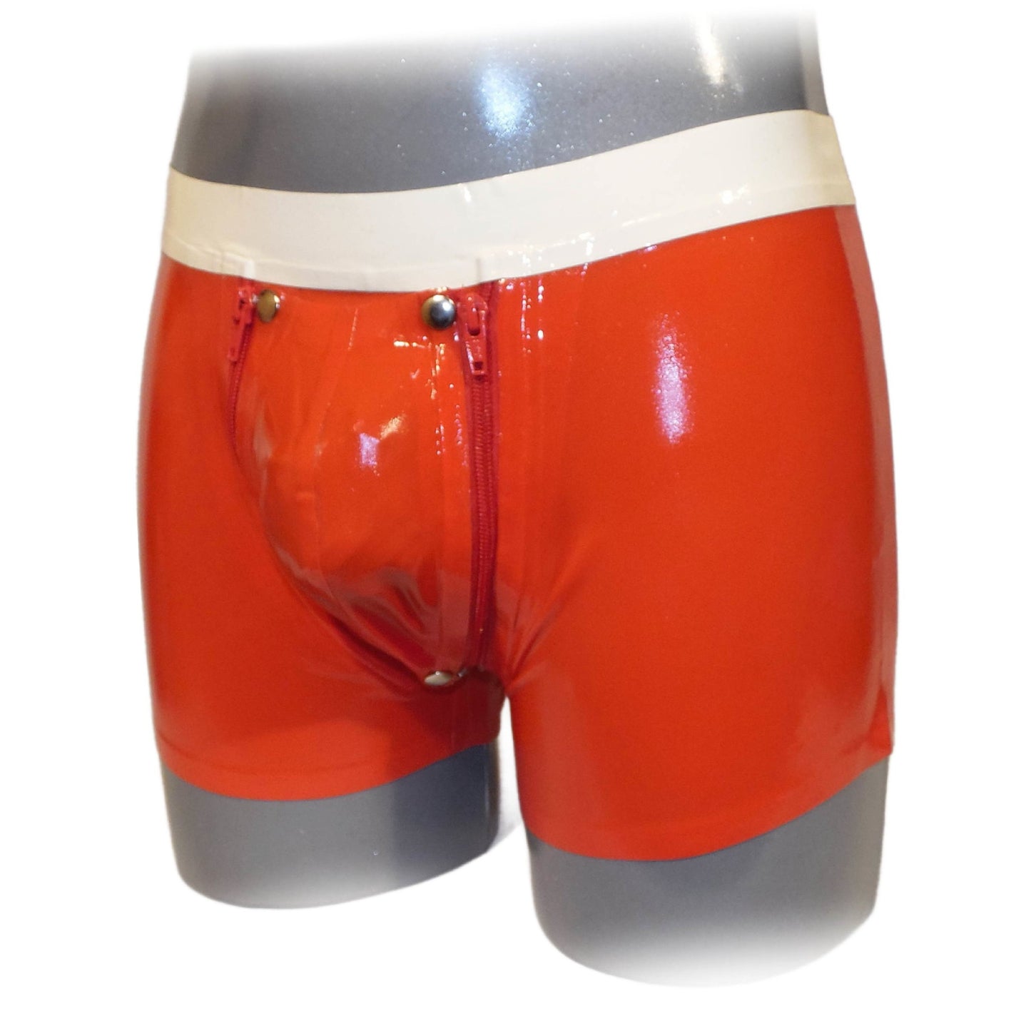 Latex Shorts mit Doppel-Reißverschluss/Innenbeutel  Rot
