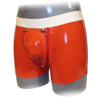 Latex Shorts mit Doppel-Reißverschluss/Innenbeutel  Rot