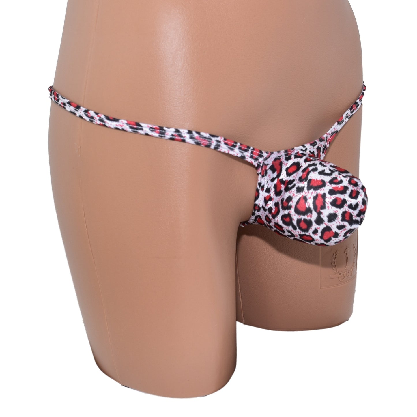 Mens thong bulge pouch Leopard Print