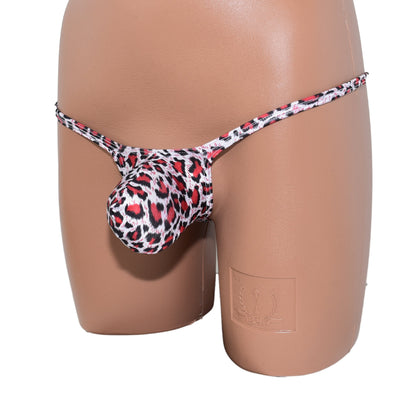Mens thong bulge pouch Leopard Print
