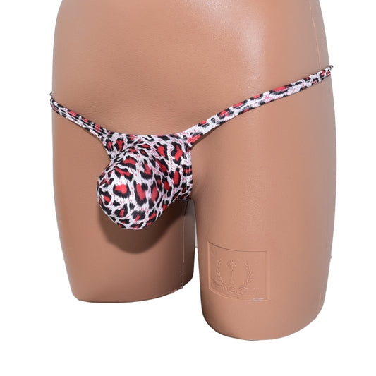 Mens thong bulge pouch Leopard Print