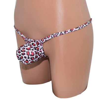 Mens thong bulge pouch Leopard Print