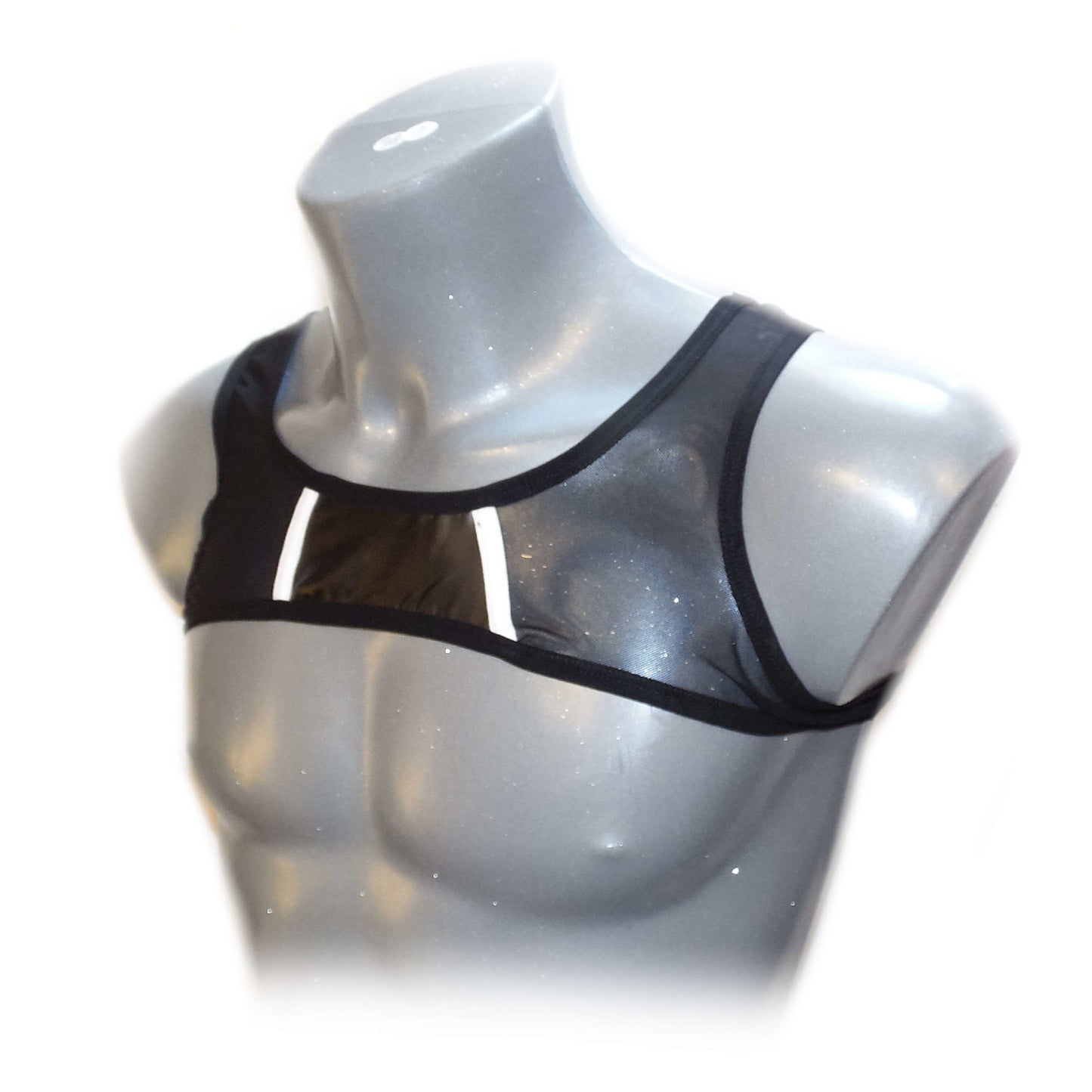 BLACK BONDAGE HALTER MEN HARNESS MESH