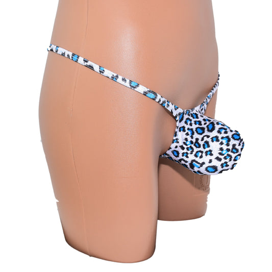 Mens thong bulge pouch Leopard Print