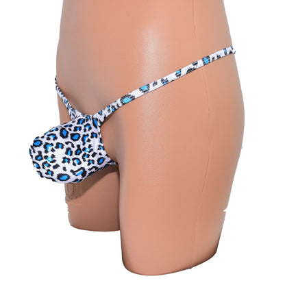 Mens thong bulge pouch Leopard Print
