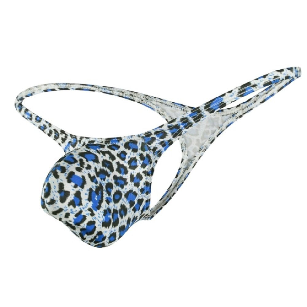 Mens thong bulge pouch Leopard Print