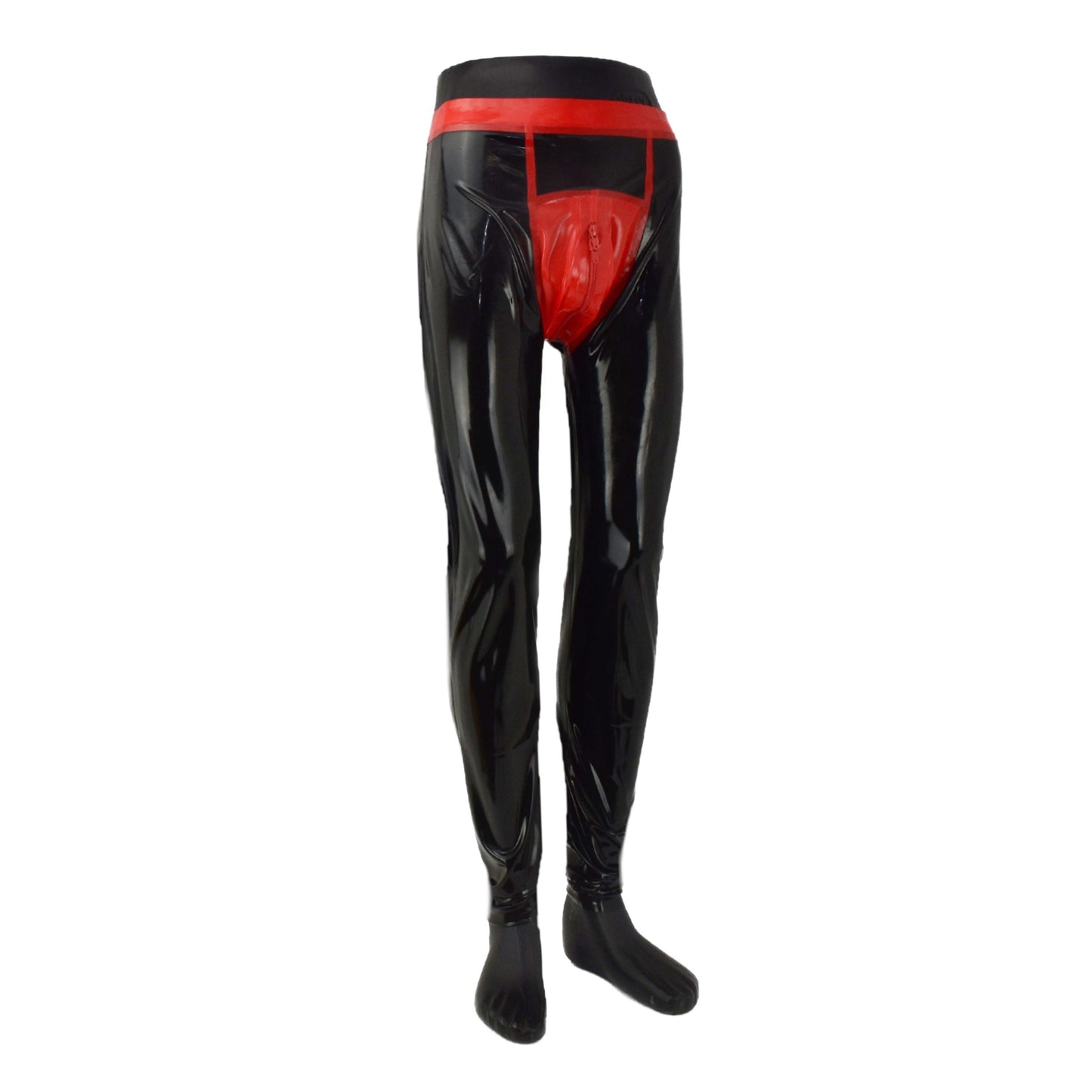 Long latex trousers with double zipper