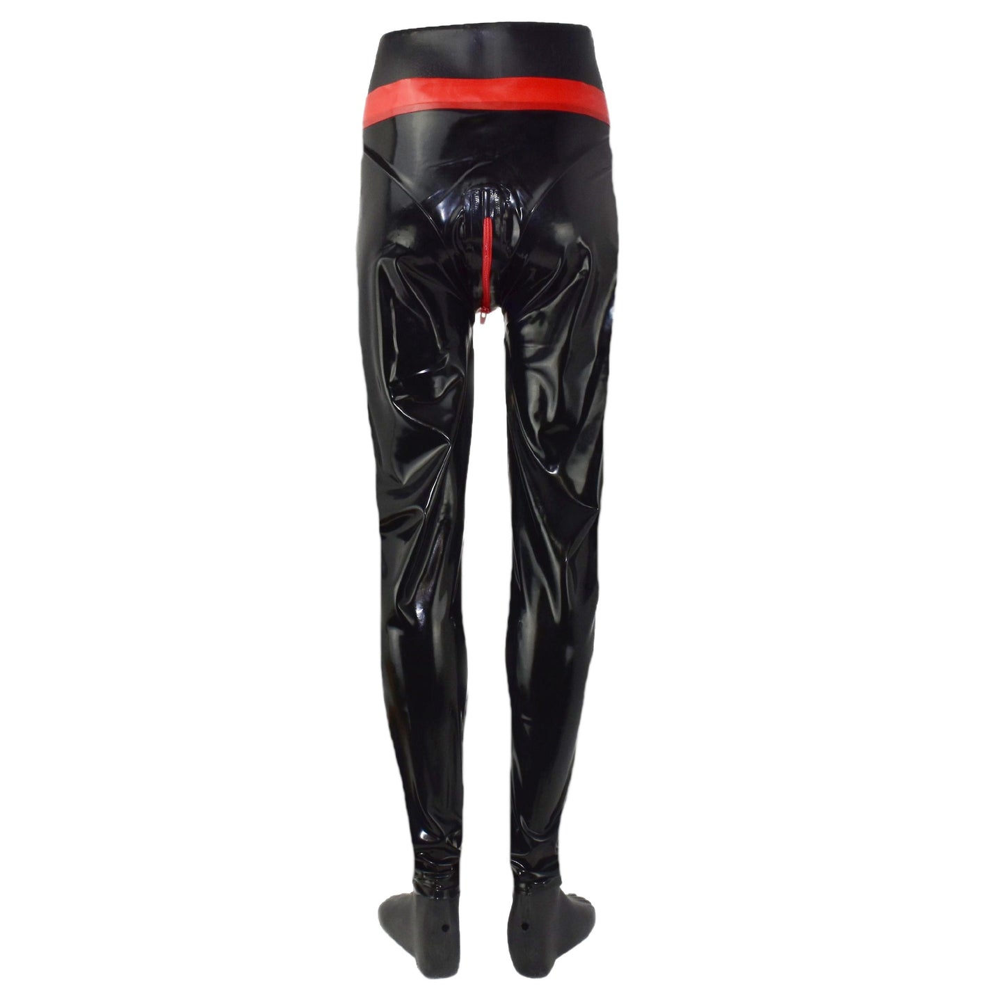 Long latex trousers with double zipper