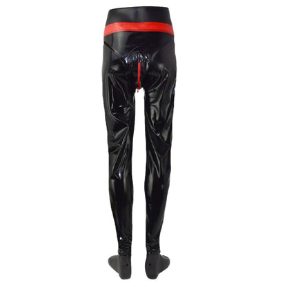 Long latex trousers with double zipper