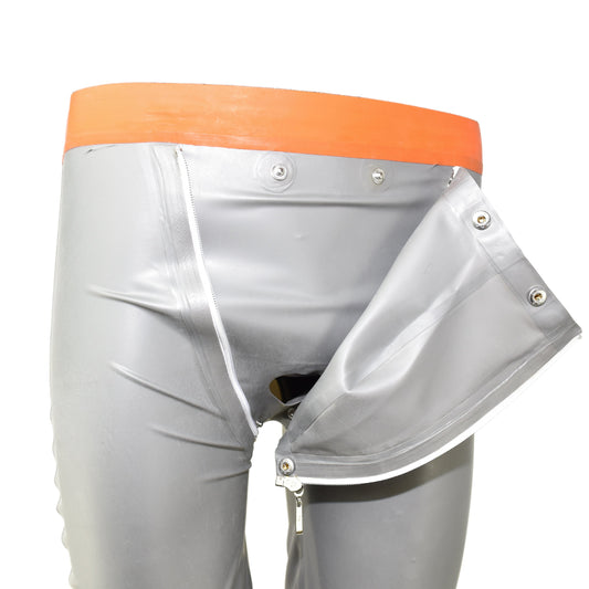 Latex Long Shorts mit Doppel-Reißverschluss/Innenbeutel