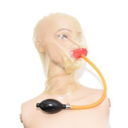Latex Maske mit Mundknebel - 0,3 mm starkes Mat
