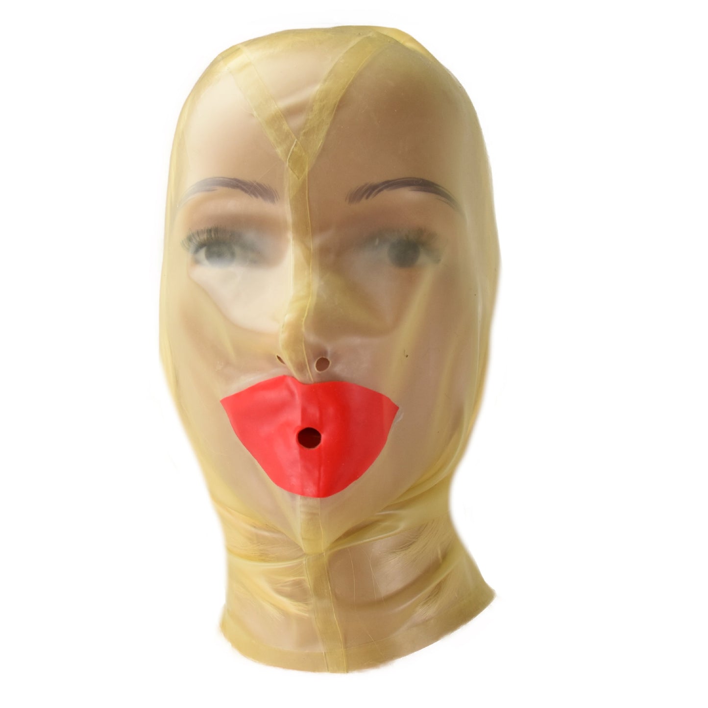 Latex Maske mit Mundknebel - 0,3 mm starkes Mat