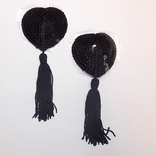 Nippel Cover Herz mit Pailletten und Bommel