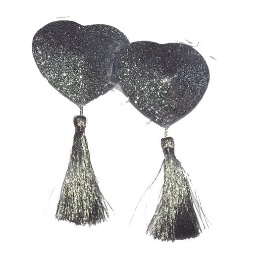 Nippel Cover Herz mit Glitzer und Bommel