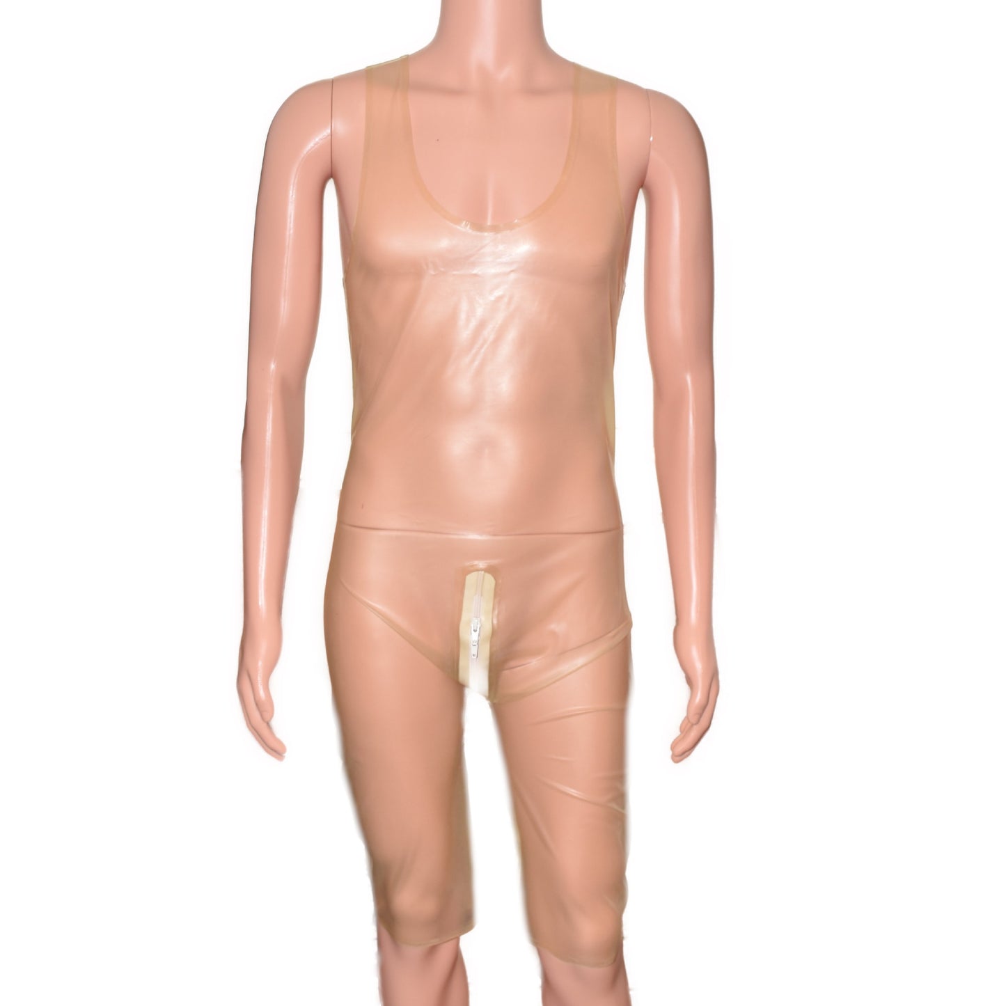 Latex wrestling bodysuit with zipper