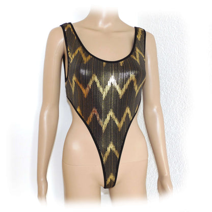Ausverkauf! Damen Glanz Wetlook Body Rückenfrei Stringbody