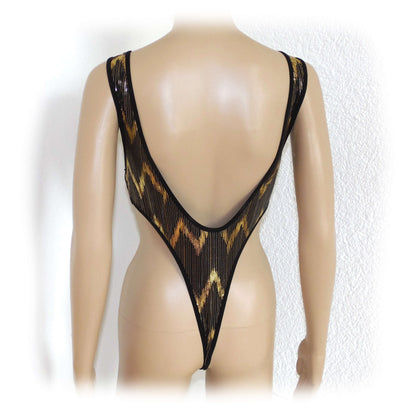 Ausverkauf! Damen Glanz Wetlook Body Rückenfrei Stringbody