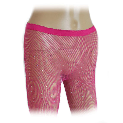 Damen Netz Strumpfhose mit Strasssteinen