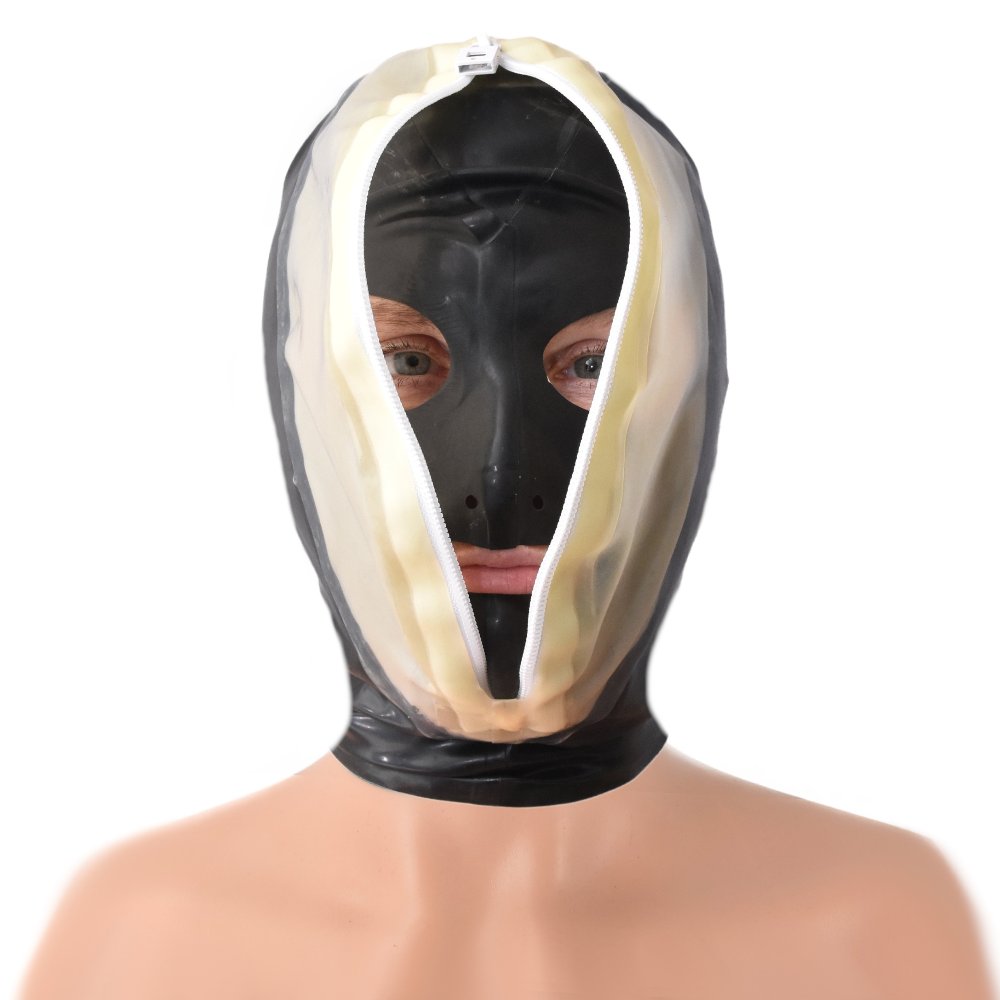 Latex Mask breath control Front zipper Handmade