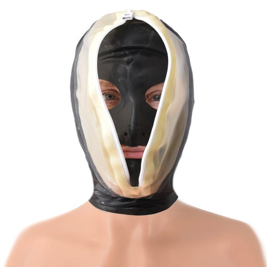 Latex Mask breath control Front zipper Handmade