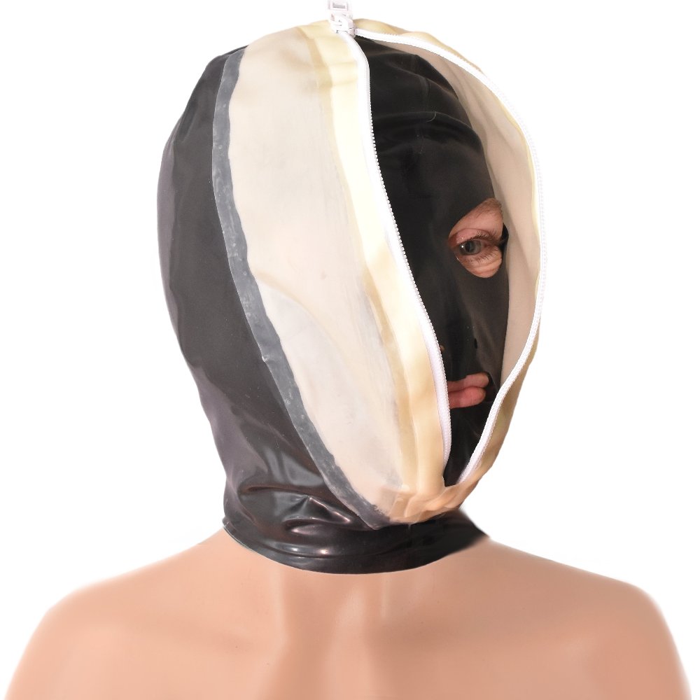 Latex Mask breath control Front zipper Handmade