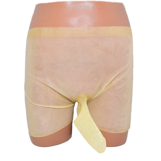 Latex Shorts mit Riffelkondom