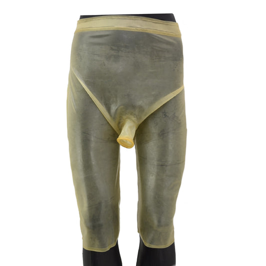 Latex Extra Long Knielang Shorts transparent Penisschlauch offen
