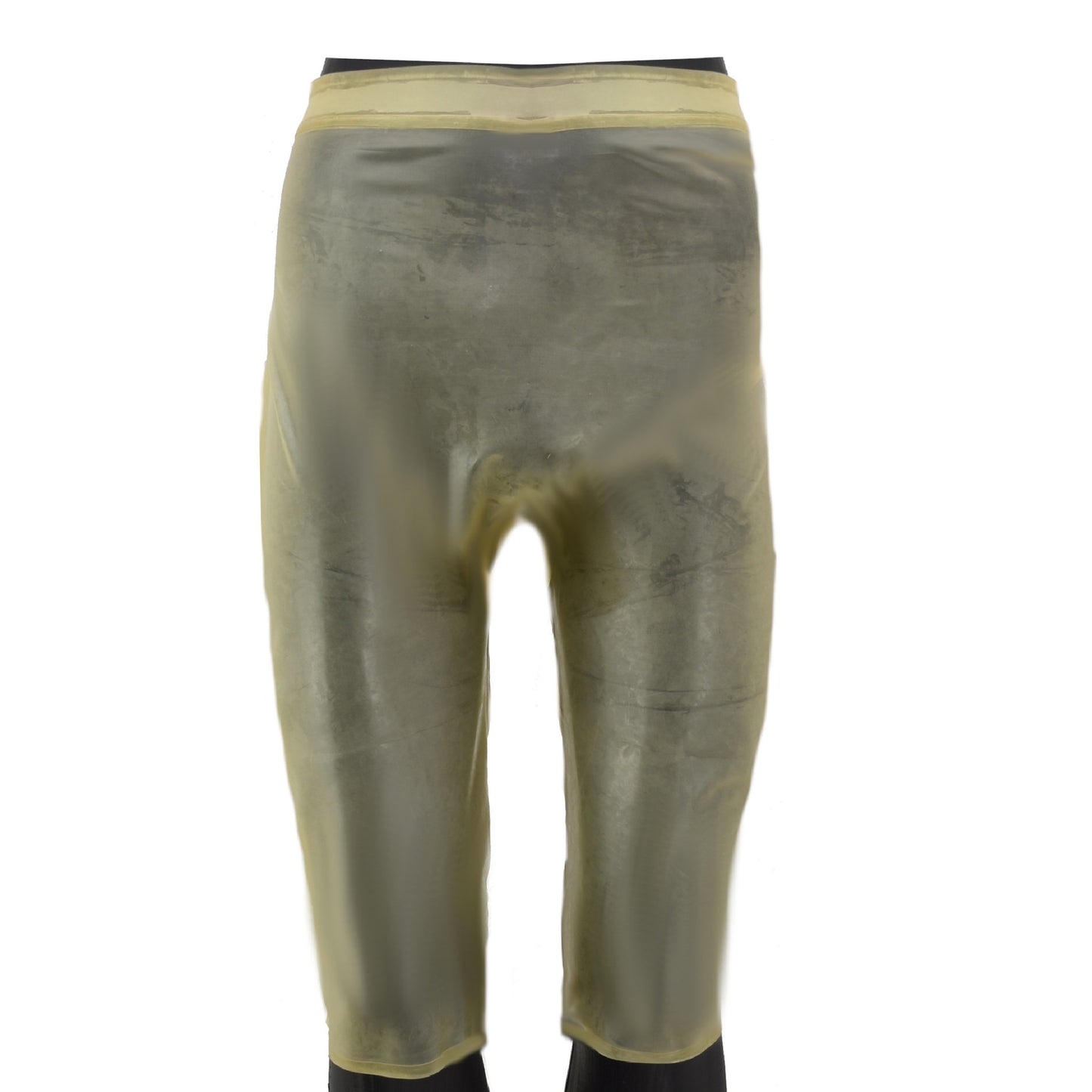 Latex Extra Long Knee-Length Shorts Transparent Open Penis Tube