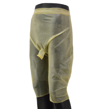 Latex Extra Long Knee-Length Shorts Transparent Open Penis Tube