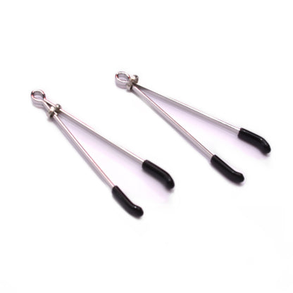 Black strong Mimi nipple clip in needle shape, silver