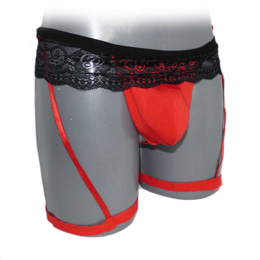 Men Underwear Stitzenstring mit Strapse und Strumpfband für Ihn